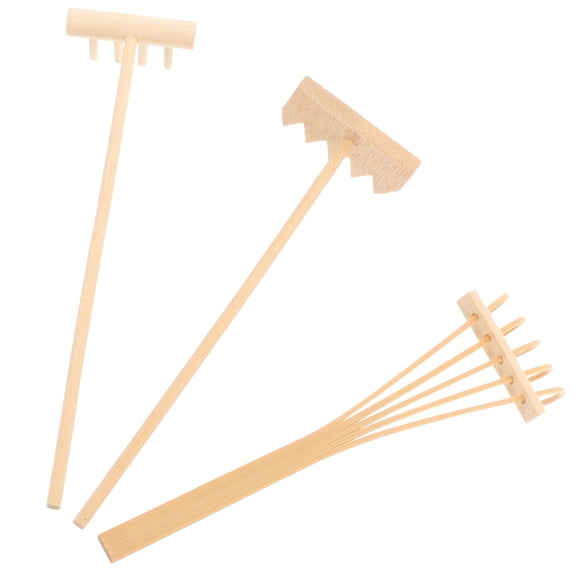 Pawsdot Tabletop Rakes Beige Wooden Accessories for Home Decoration 3Pcs