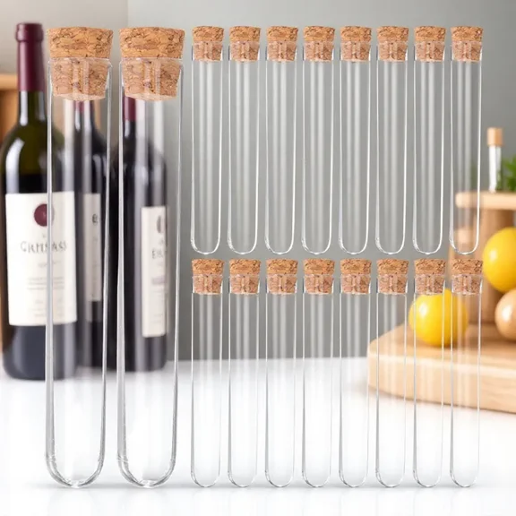 Pawsdot 30Pcs Plastic Test Tubes with Screw Top Wooden Stoppers for Secure Storage Use
