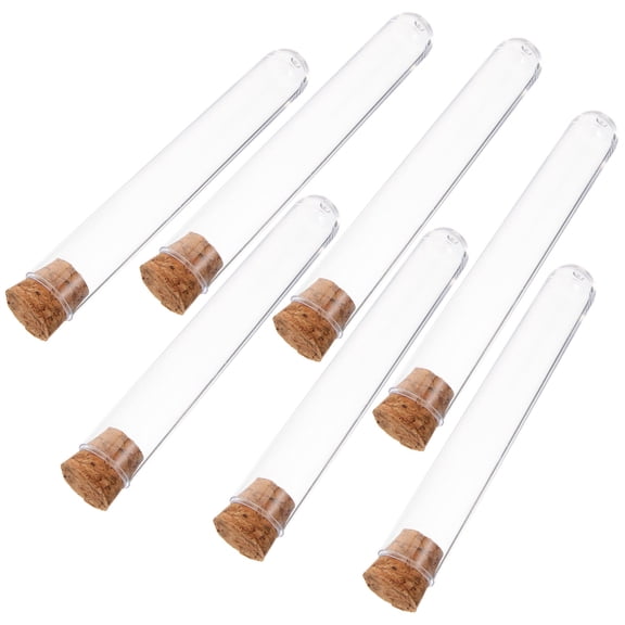 Pawsdot Leak-Proof Clear Plastic Test Tubes, Bamboo Stoppers, Portable for Travel, 30Pcs