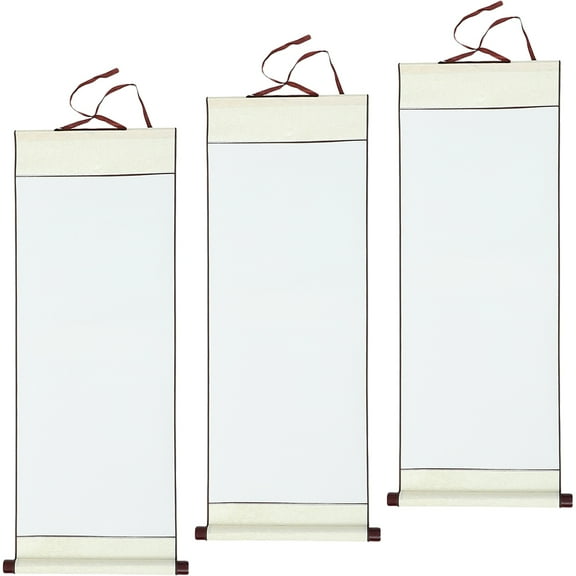 Pawsdot 3Pcs White Hanging Scroll Paper for Calligraphy and Painting Beginner to Advanced