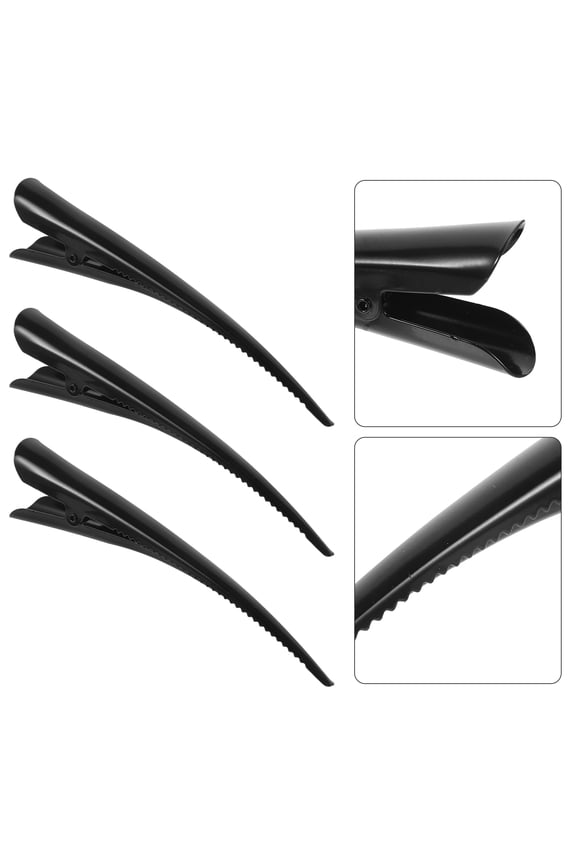 3Pcs Black Alligator Hair Clips Metal Duckbill Hair Clamps for Easy Curling