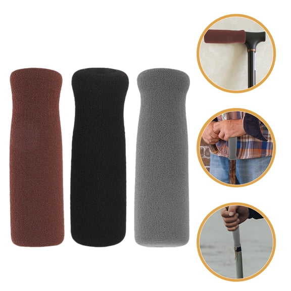 Pawsdot 3Pcs Nonslip Thick Cane Handle Grips Soft Foam Reusable Wraps for Walking Canes and Crutches