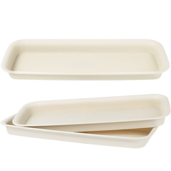 Pawsdot White Plastic Rectangular Flowerpot Water Trays for Indoor Plants 3Pcs