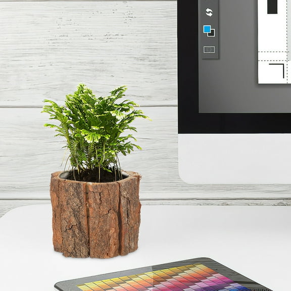 Pawsdot Wood Bark Flower Pots Light Brown Country Style Vase for Home and Garden 3Pcs