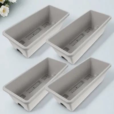 Pawsdot Resin Windowsill Planter Box Light Grey Breathable Holes Home Use 4Sets