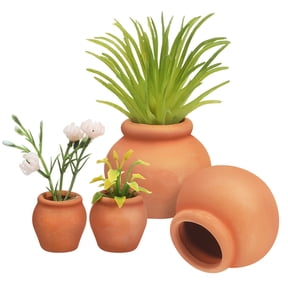 Pawsdot 4Pcs Tiny Clay Pots Terracotta Round Indoor Decoration Plant Containers