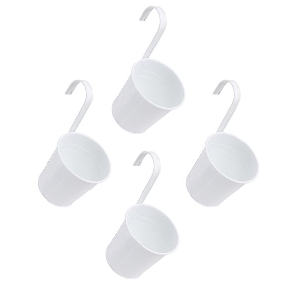 Pawsdot 4Pcs Creative White Hanging Buckets for Flower Arrangement and Garden Bonsai