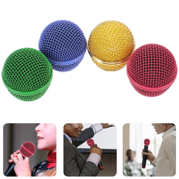 Pawsdot 4Pcs Microphone Grille Replacement Metal Mesh Covers for Wired and Wireless Mics Assorted Colors