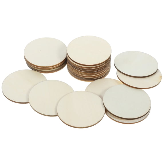 Pawsdot 50Pcs Round Wooden Ornaments Beige Natural Wood Slices for Decorating and Crafting