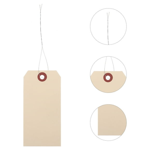 Pawsdot 50pcs Tags with Wire Tie Manila Tags for Simple Design Shipping