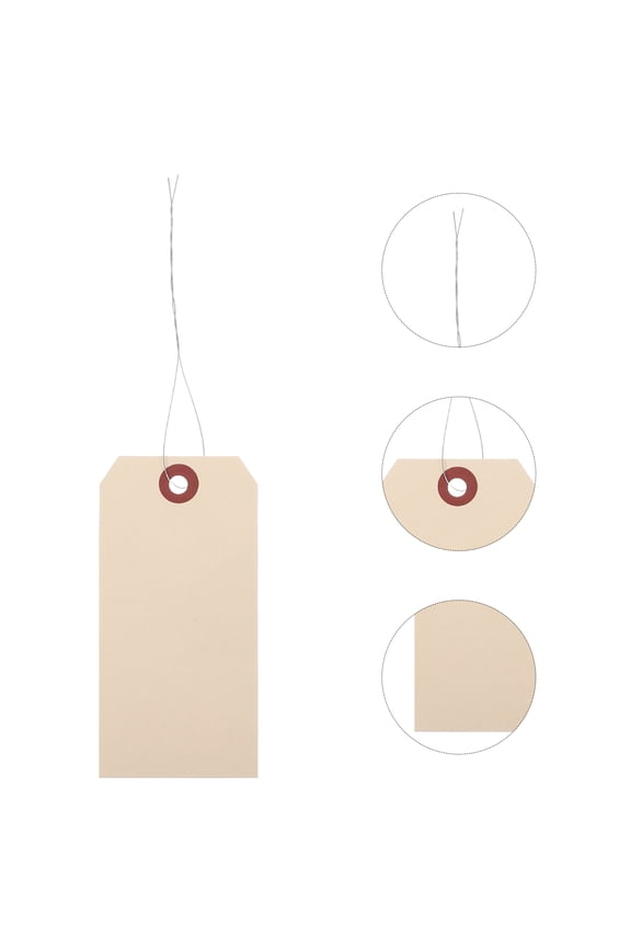 50pcs Tags with Wire Tie Manila Tags for Simple Design Shipping