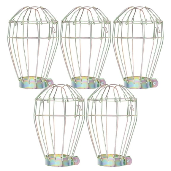 Pawsdot 5Pcs Iron Wire Pendant Lamp Protector Plated Silver Metal Bulb Guard for Ceiling Lights