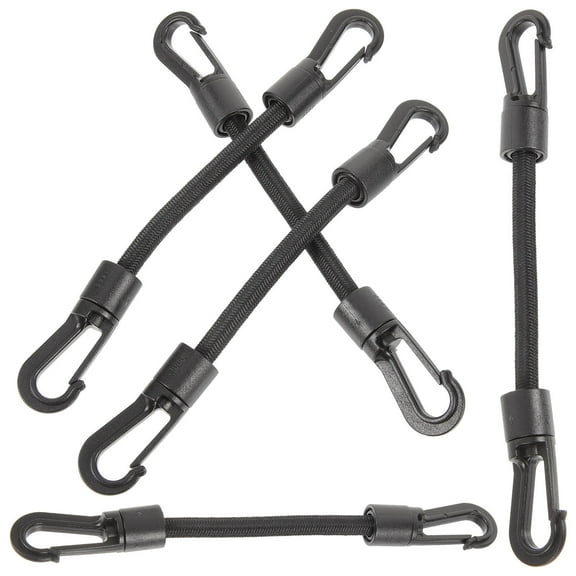 Pawsdot 5Pcs Portable Black Elastic Tie Down Strap with Double Hooks for Outdoor Supply