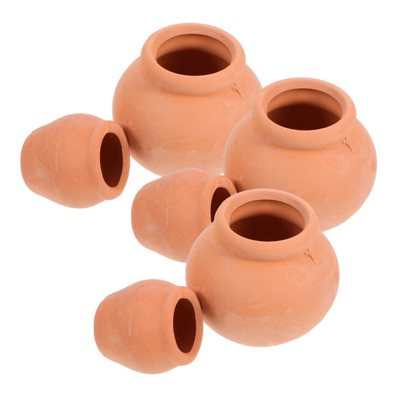 Pawsdot 6Pcs Clay Pots Mini Brown Plant Container for Home Decoration