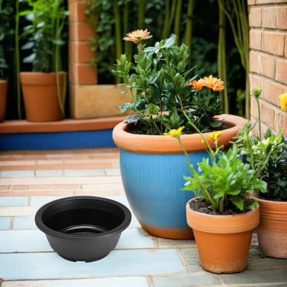 Pawsdot 6Pcs Plastic Flower Pots Black Home Use Planter Bonsai Pots for Flower Planting and Decoration