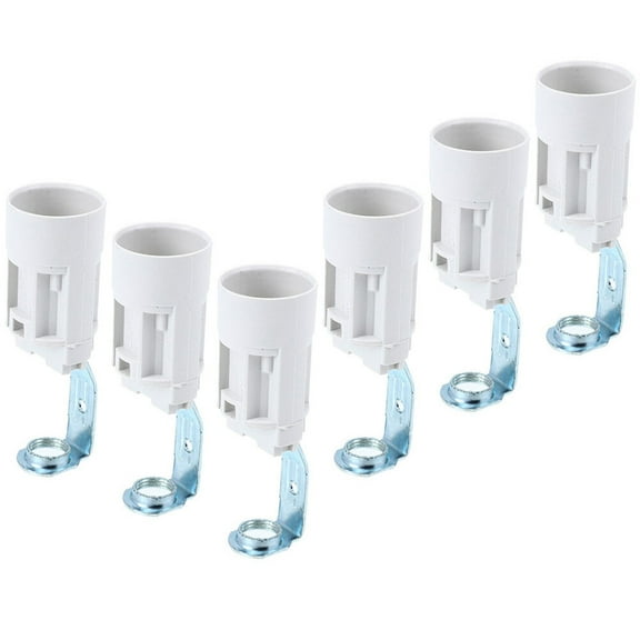 Pawsdot 6Pcs White E14 Candelabra Lamp Socket Replacement Easy Install Bulb Holder for Lighting Use