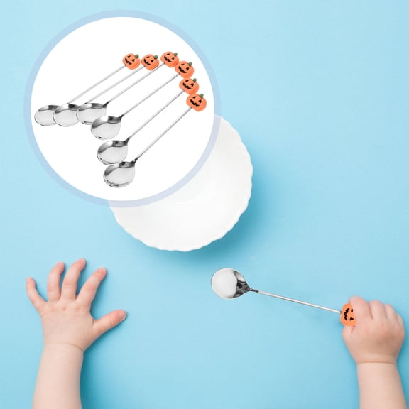 Pawsdot 6pcs Tall Spoons Stainless Steel Multipurpose Tableware Cafe Use