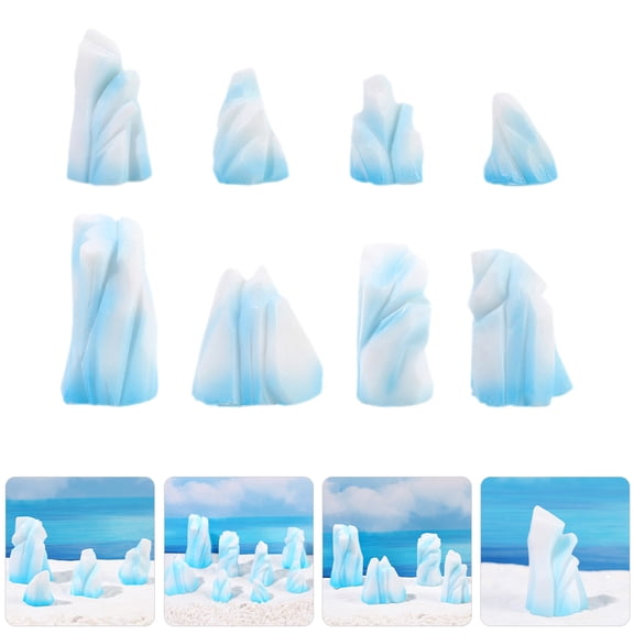 Pawsdot 8Pcs Tiny Floeberg Resin Model for Home Decorative Micro Landscape Ornament in Assorted Colors