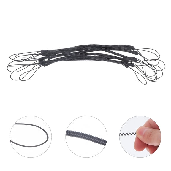 Pawsdot 8Pcs Anti Lost Pen Lanyard Spring Rope Black Elastic Strap for Stylus Pen