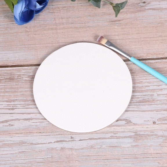 Pawsdot 8Pcs Round White Canvas Panels for Painting Suitable for Oils Acrylics and Tempera Media