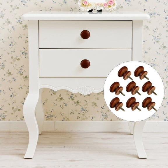 Pawsdot 8Pcs Useful Round Wood Door Handle Coffee Finish for Cabinet and Wardrobe