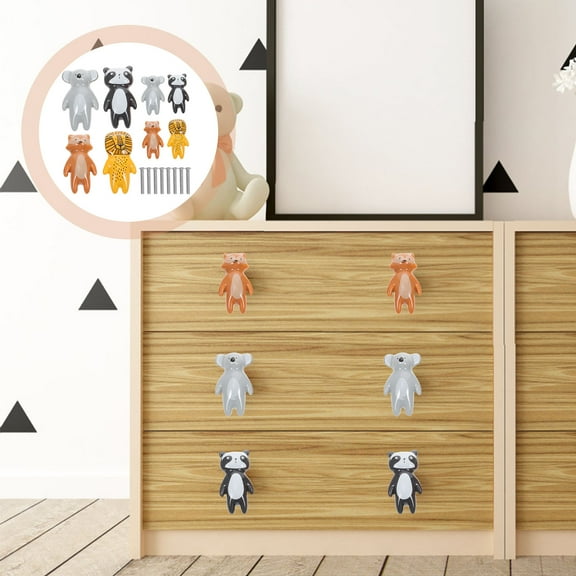 Pawsdot 8Pcs Assorted Color Ceramic Drawer Handles Creative Animal Dresser Knobs for Wardrobe and Cabinets