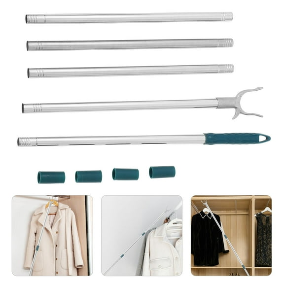 Pawsdot Extendable Clothes Drying Rod Silver Adjustable Pole for Home Use 1Pack