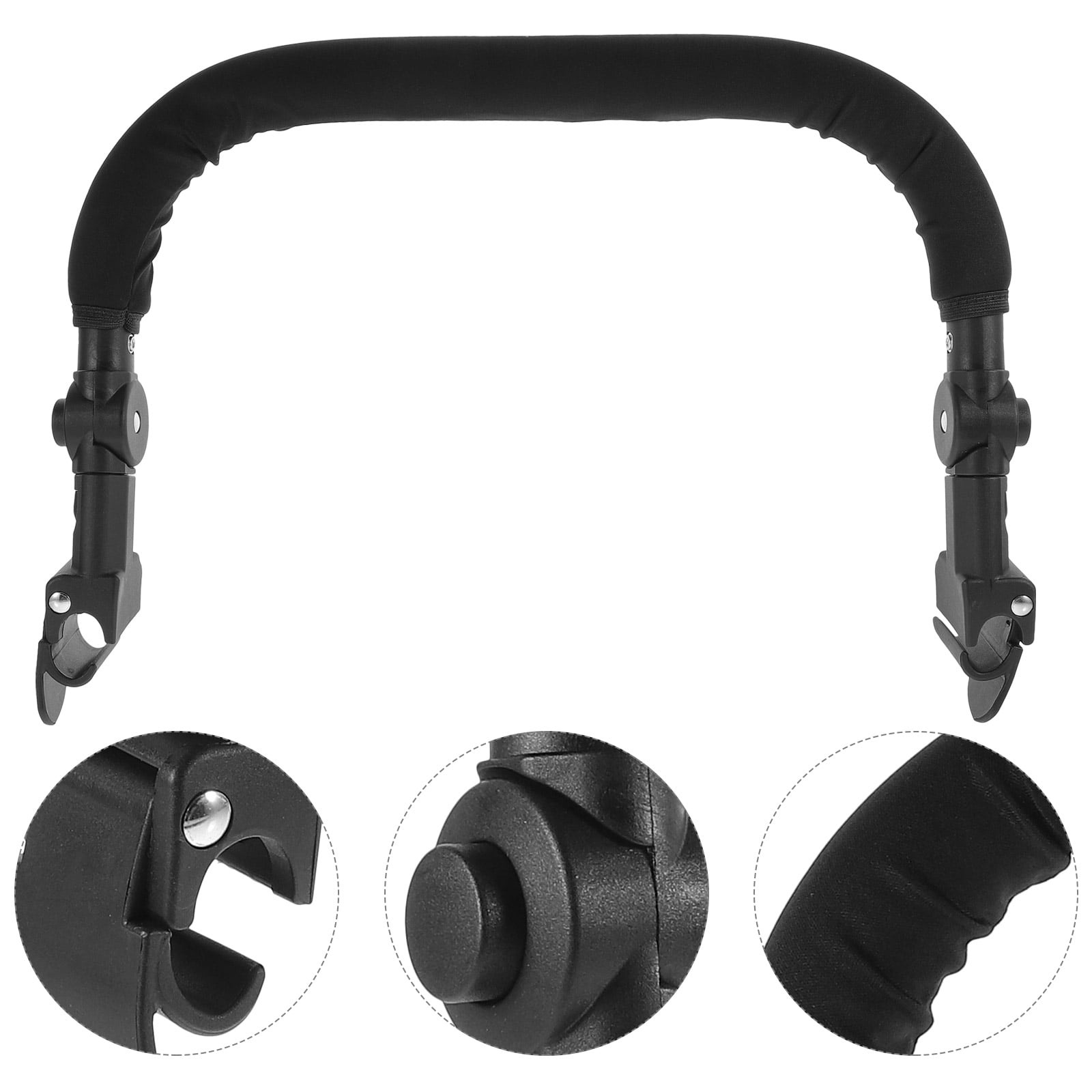Pawsdot Adjustable Stroller Handle Black Sponge Plastic for Parents Daily Use 1Pcs