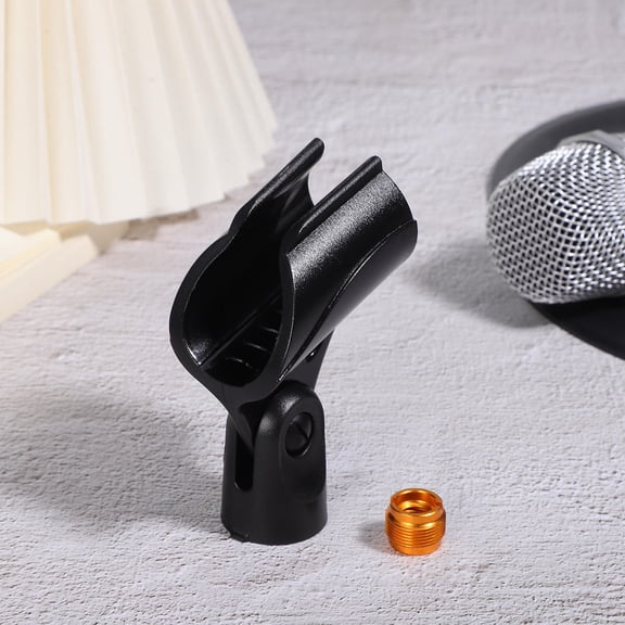 Pawsdot 2Pcs Adjustable Black Microphone Holder Clip with Screw Adapter for Secure Mic Stand Mount