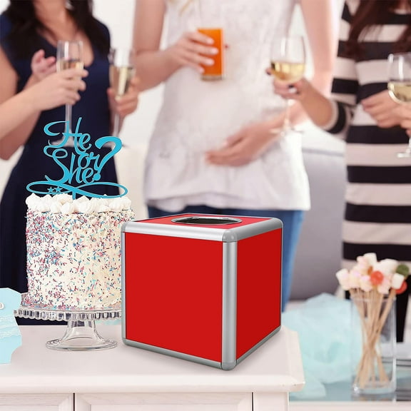 Pawsdot Red Aluminum Raffle Box Multifunctional for Tickets and Ballots Easy Install