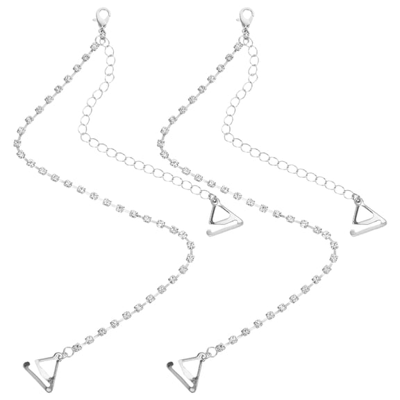 Pawsdot Bra Shoulder Strap Single Row Rhinestone White Adjustable Length