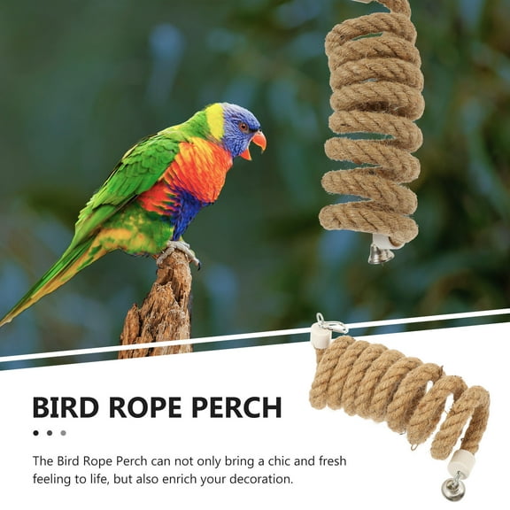 Pawsdot Rope Perch for Birds - Khaki Hemp, Metal Clips, Stylish Home Decor