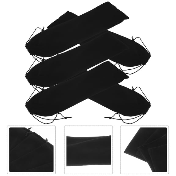 Pawsdot 5Pcs Curling Iron Bag Black Portable Drawstring Pouch for Easy Storage and Carry