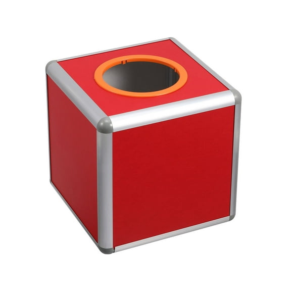 Pawsdot Aluminum Red Raffle Box with Slot for Tickets and Donations Storage Use