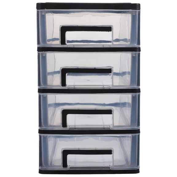 Pawsdot Dresser Organizer Storage Cabinet Plastic Black and Transparent 1Pack