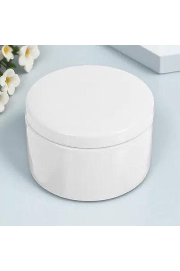 Ceramic Round Earrings Case White for Home Jewelry Organization and Desktop Decor