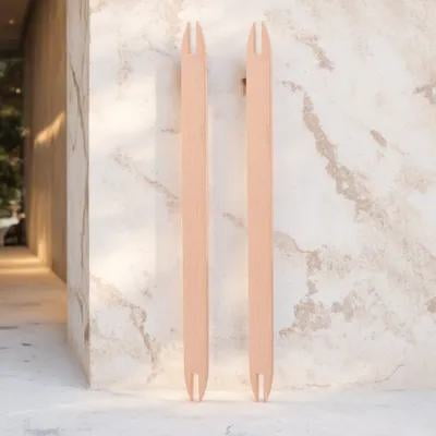 Pawsdot 2Pcs Natural Wooden Weaving Sticks Sewing Accessories for Knitting Projects