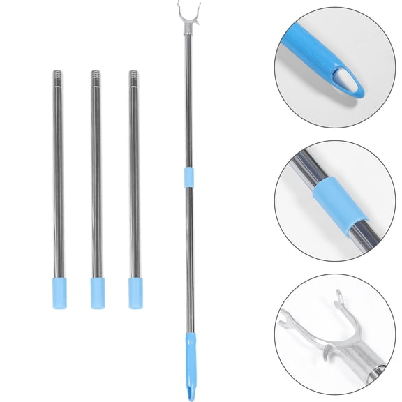 Pawsdot Sky Blue Detachable Clothes Reach Pole Lightweight Telescoping Clothes Drying Rod for Home and Closet