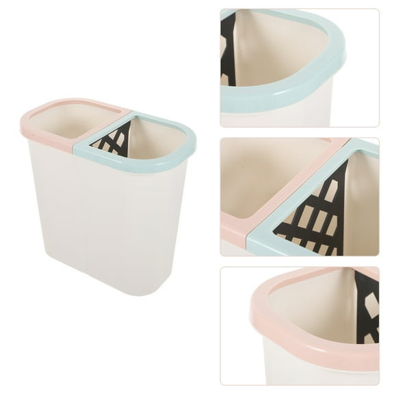 Pawsdot Compact White Plastic Dual Bin Trash Can, Easy to Match with Home Decor