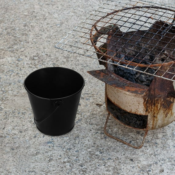 Pawsdot Black Tinplate Grease Bucket for Grill Accessories Smoke and Stain Reduction