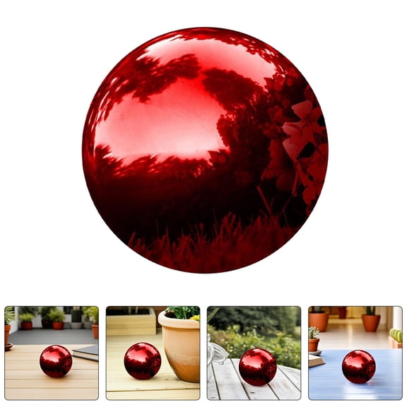 Pawsdot Dark Red Stainless Steel Gazing Globe Reflective Outdoor Decor