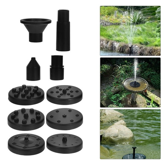 Pawsdot 3Sets Solar Powered Bird Bath Fountain Pump Nozzle Kit Outdoor Water Fountain Parts Black