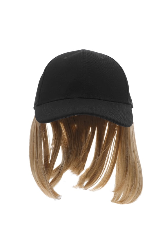 Fake Hair Beanie Hat with Hair Attached for Women's Clothing Accessory Yellow 1Set