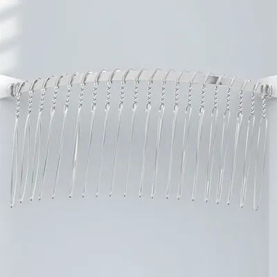 Pawsdot Bridal Veil Comb Plated Silver Metal Wire Hair Clip for Wedding DIY