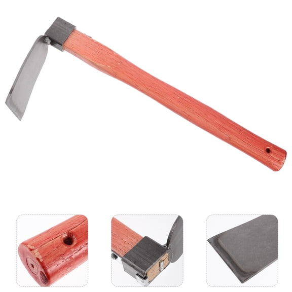 Pawsdot Garden Hoe with Wooden Handle for Weeding Planting and Soil Loosening in Khaki