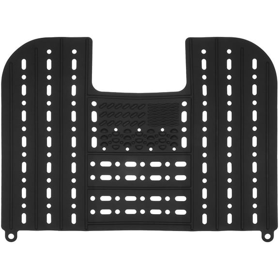 Pawsdot Makeup Brush Cleaning Silicone Mat Black with Drainage and Foldable Sink Cover Organizer