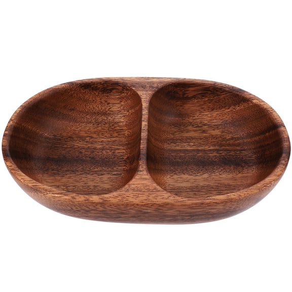 Pawsdot Fruit Platter Compartment Divided Wood Plate Dark Brown Salad Serving 1Set