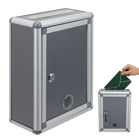 Pawsdot Small Grey Aluminium Alloy Mailbox with Lock Storage Box