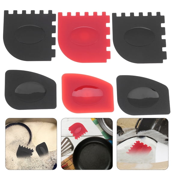 Pawsdot Grill Pan Scraper, Dark Brown, Heat Resistant, Flexible, Reusable, Dishwasher Safe for Kitchen 6Pcs