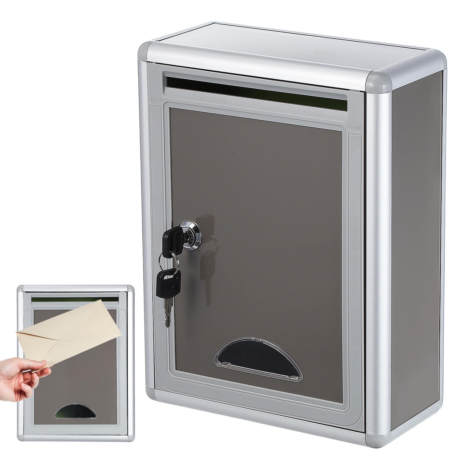 Pawsdot Small Grey Aluminium Mailbox for Wall with Lock and Waterproof Feature
